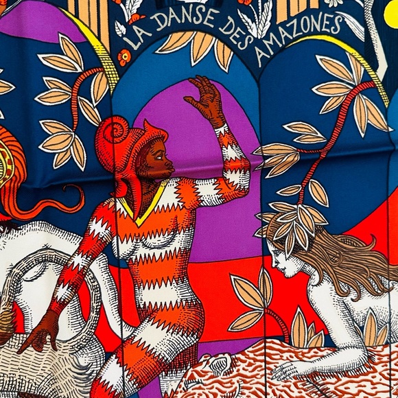 HERMES LA DANSE DES AMAZONES SILK TWILL 90CM SCARF - Picture 3 of 9